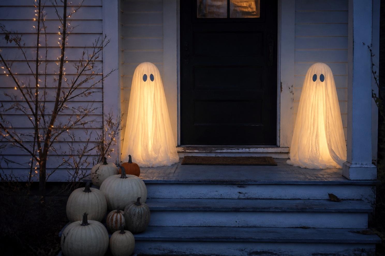Halloween Front Porch Decor: The Lit Ghost Look