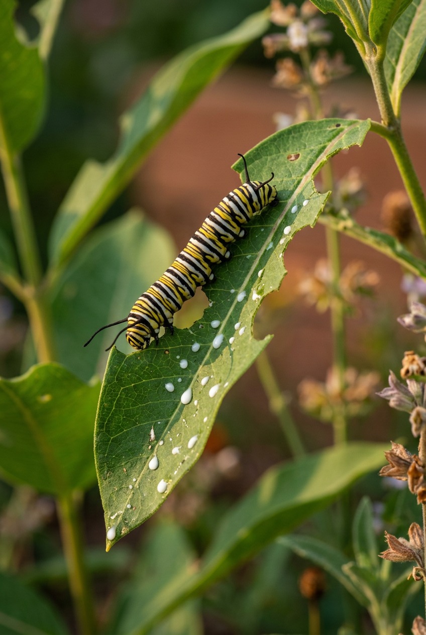 Milkweed and nectar flowers growing together in a butterfly garden