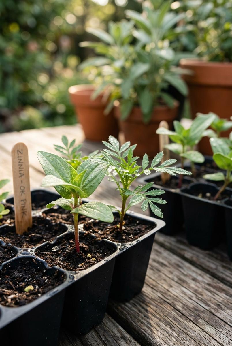 Seedling trays outside in sheltered light during hardening off