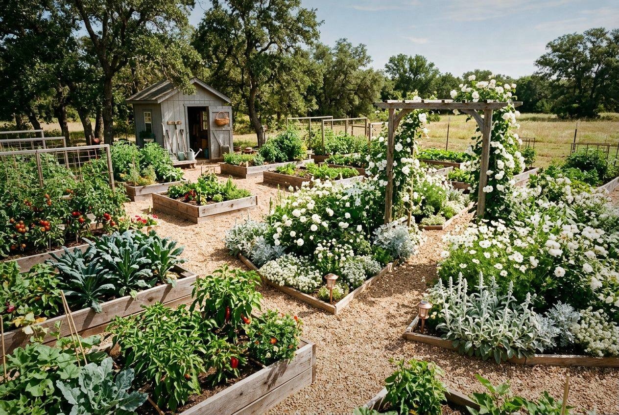 Planting layout with tall, medium and low garden layers